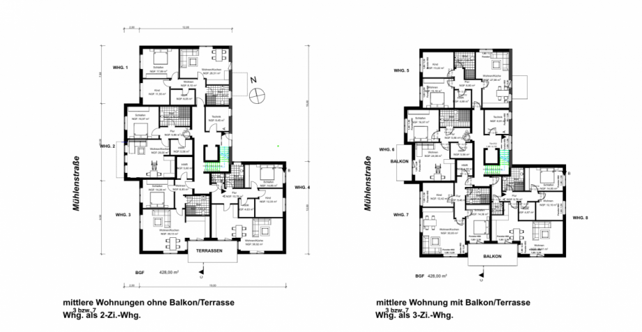 Grundrisse EG & OG Mehrfamilienhaus Weener
