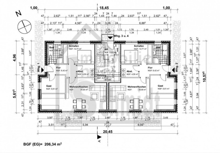 Grundriss GES37-EG-1 Wohnung Weener